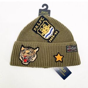 Polo Ralph Lauren 1939-40 Green US Cuffed Skullcap Beanie Hat Tiger Star NEW